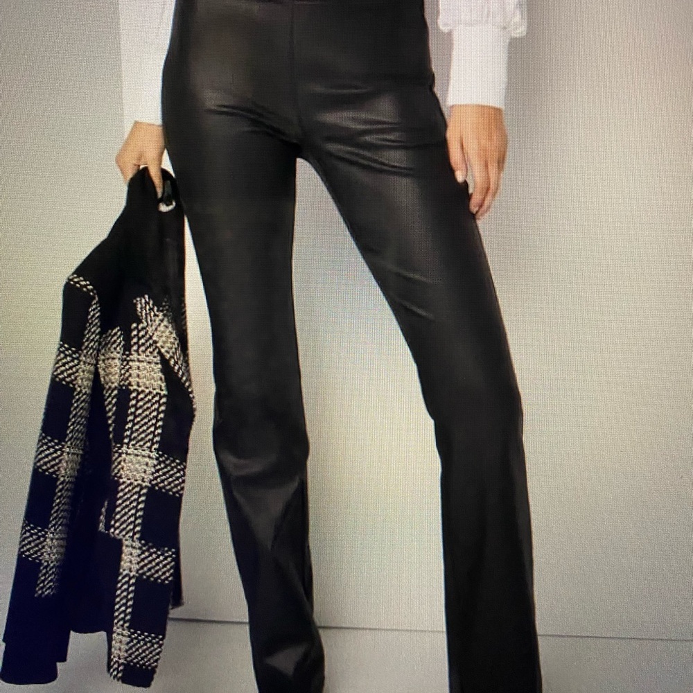 White House Black Market Petite Extra High -Rise Coated Pull-On Flare Jeans
